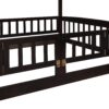 Full Over Full Low Bunk Bed With Slide, Fence And Ladder For Toddler - Espresso - Image 10