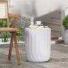 Outdoor End Table With Scallop Edge - Antique White - Image 4