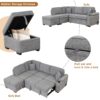 Sleeper Sofa Bed, 2 In 1 Pull Out Sofa Bed L Shape Couch With Storage Ottoman For Living Room, Bedroom Couch And Small Apartment - Gray - Image 6