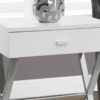 Accent Side Table, Storage Drawer, Glossy Contemporary And Modern - White - Image 7