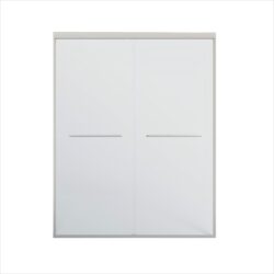 Double Sliding Shower Door, Semi Frameless Bypass Bathroom Sliding Door With 1 / 4" (6Mm) Tempered Glass For Walk In Shower - Brushed Nickel