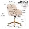 Ergonomic Office Chair With Swivel Function, Velvet, Comfortable For Long Sitting - Khaki - Image 3