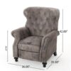 Accented Push Back Recliner Chair With Rolled Arms, Cocooning Comfort - Brown Gray - Image 3