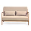 Leisure Chair With Solid Wood Armrest And Feet, Mid-Century Modern Accent Sofa, 2 Seat - Beige - Image 4