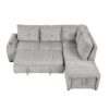 Sectional Sofa Pull Out Sofa Bed L - Shaped Sofa With Movable Ottoman And Stool, Large Storage Space, A Cup Holder, And 2 USB Ports For Living Room - Light Gray - Image 13