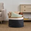 Francis - Cotton Round Laundry And Storage Basket - White / Brown / Gray - Image 2
