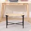 Vanity Stools Handwoven Paper Rope Ottoman For Entryway Natural Footstool For Living Room - Natural - Image 7