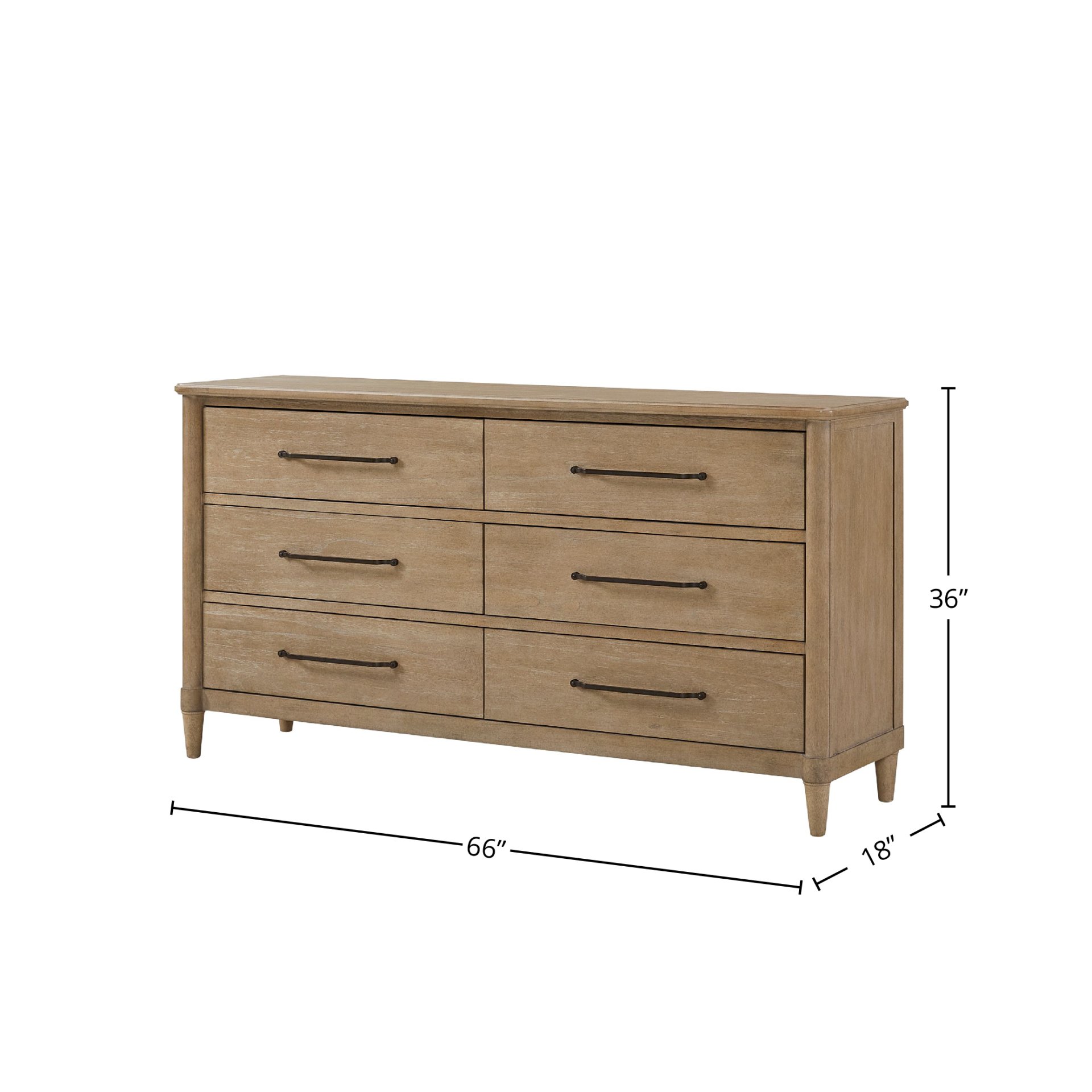 Casual 6 Drawer Dresser - Sand - Image 3