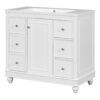 Contemporary Bathroom Vanity Cabinet, 4 Drawers & 1 Cabinet Door, Multipurpose Storage, Resin Integrated Sink, Adjustable Shelves, Solid Wood Frame With MDF - White - Image 14