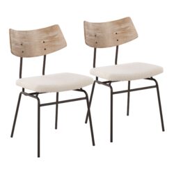 Walker - Mid-Century Modern Chair (Set of 2) - Brown / Cream / White Washed
