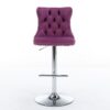 Swivel Velvet Barstools, Adjusatble Seat Height 1712PP (Set of 2) - Purple - Image 4
