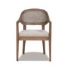 Americana - Mid-Century Modern Cane Back Dining Chair Textured Weave - Taupe Beige - Image 3