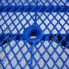 Rectangular Outdoor Steel Picnic Table With Umbrella Pole - Blue - Image 2