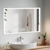 Modern LED Bathroom Vanity Mirror With Aluminum Frame, 45° Beveled Lights, Anti Fog - Silver - Image 6