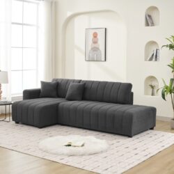 Jessica - Lamb Wool Left Facing Sectional Sofa With Chaise - Dark Gray