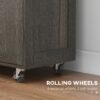 Homcom - Triple-Cabinet Rolling Kitchen Island On Wheels, Kitchen Cart With Storage Shelf Adjustment, Rolling Utility Cart With Wood Top, Towel Rack, Big Drawer - Distressed Brown - Image 4