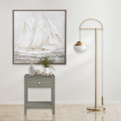 Dylan - Wooden End Side Table Nightstand With Glass Top And Drawer - Taupe