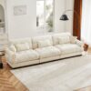 Extra Large 3 Seat Modern Velvet Sofa & Cloud Like Comfort Color Includes Waist And Throw Pillows - Cream - Image 8