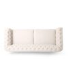 Comfy 3 Seat Sofa With Wooden Legs, Retro Style For Living Room And Study - Beige - Image 5