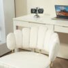 Modern Home Office Desk Chair With Wheels, Swivel, Height Adjustable - Beige - Image 10