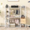 Open Style Wardrobe With Hanging Rails, Shelves And Drawers - White - Image 3