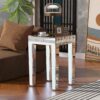 Fashionable Modern Glass Mirrored Side Table End Table With Crystal Design And Adjustable Height Legs - Silver - Image 15