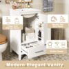 18" Bathroom Vanity With Sink, Soft Close Drawers, Door Organizer, Divider Drawer, Adjustable Foot Pads - White - Image 9