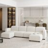 Velvet Modular Sectional Sofa, U Shaped Reversible Couch Set, Free Combination, 6 Seat Sleeper Cloud Sofa Bed With Ottoman, Convertible Oversized Indoor Furniture Pieces - Beige - Image 12