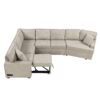 L-Shaped Sofa Sectional Sofa Couch Pull-Out Sofa Bed With Charging Devices And Cup Holders For Living Room - Beige - Image 12