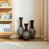 Desktop Vase, Classic And Neat Floor Vase, High Independent Flower Stand, Home Decoration Flower Stand (Set of 3) - Brown White - Image 6