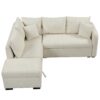 L-Shaped Sectional Pull Out Sofa Bed Sleeper Sofa With Two USB Ports, Two Power Sockets And A Movable Storage Ottoman - Beige - Image 10