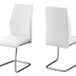 Dining Chair, Side, Upholstered For Dining Room, Contemporary Design (Set of 2) - White