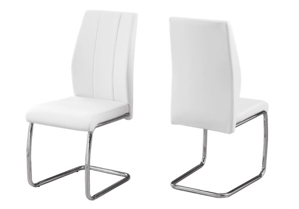 Dining Chair, Side, Upholstered For Dining Room, Contemporary Design (Set of 2) - White