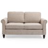 2 Seater Loveseat Sofa, Mid-Century Modern Couches For Living Room, Button Tufted Sofa - Light Beige - Image 4