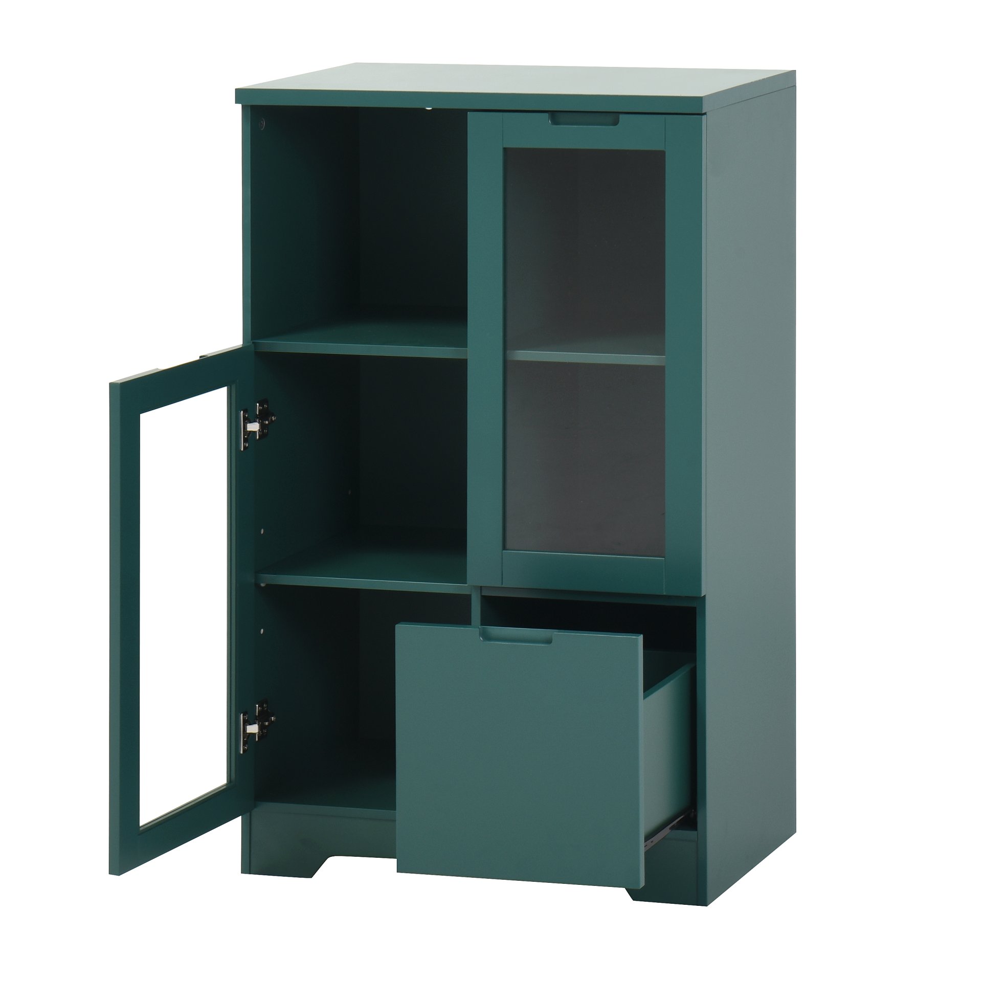 Modern Painted Cabinet With Glass Doors And Drawer - Green - Image 20