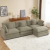 Modern Sofa Modular Sofa Couch Upholstered Corduroy, L - Shape Sectional Sofa With Side Storage Pockets For Living Room - Brown - Image 12