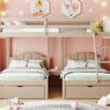 Full Over Twin & Twin Triple Bunk Bed With Drawers And Guardrails - Beige - Image 22