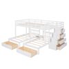 Full Over Twin & Twin Classic Triple Bunk Bed With Drawers And Guardrails - White - Image 22