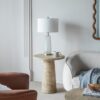 Round Side Table With Pedestal Base - Cream - Image 11