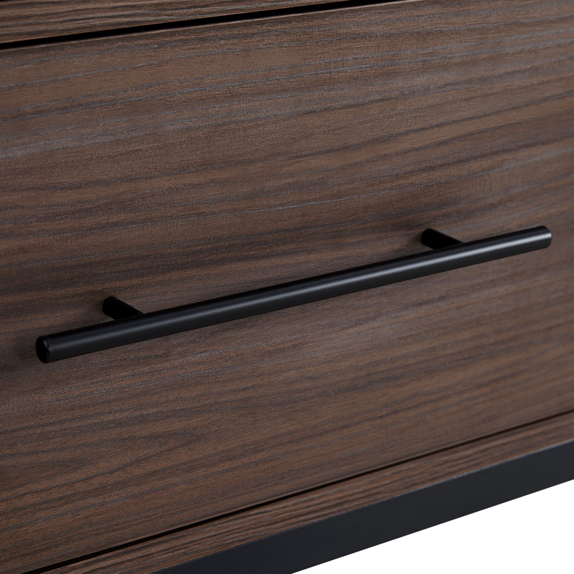 Modern Style Tall Display Cabinet With LED Lighting, Tempered Glass Door, 2 Drawers - Black / Dark Walnut - Image 12