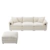 Modular Sectional With Deep And Wide Seat, L Shaped Cloud Couch Set With Double Cushions 4 Seat Sofa With Movable Ottoman Oversized - Cream - Image 14