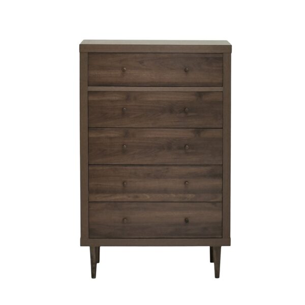 Nystrom - Mid Century Modern 5 Drawer Dresse - Walnut