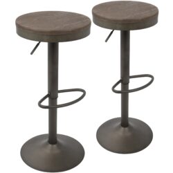 Dakota - Industrial Adjustable Barstool (Set of 2) - Antique / Brown