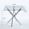 Dining Table With Cross Metal Leg And Tempered Glass, Modern Space Saving Kitchen Table For Living Room Legs, Square Table - Chrome - Image 11
