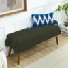 Modern Living Room Bench With Looped Yarn Fabric And Rubber Wooden Legs - Green - Image 3