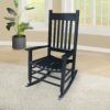 Elegant Wooden Porch Rocker Chair, Comfortable Wide Seat - Black - Image 2