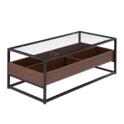 Display Contemporary Coffee Table - Black / Walnut / Clear