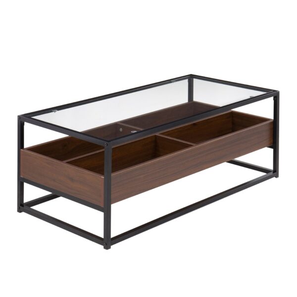 Display Contemporary Coffee Table - Black / Walnut / Clear