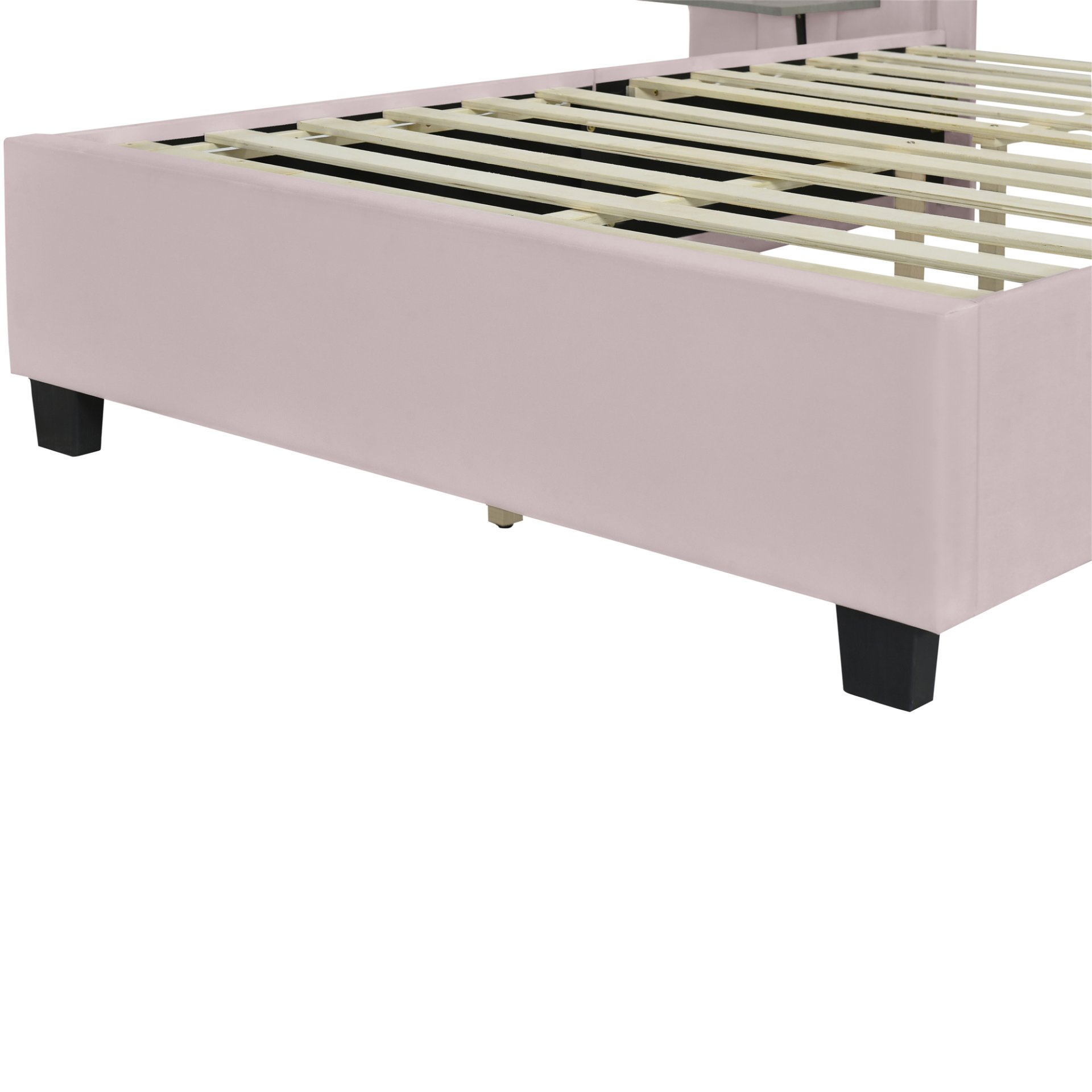 Full Size Upholstered Platform Bed With Big Headboard - Pink - Image 10