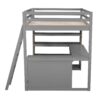 Full Size Loft Bed With Ladder, Shelves, And Desk - Gray - Image 5